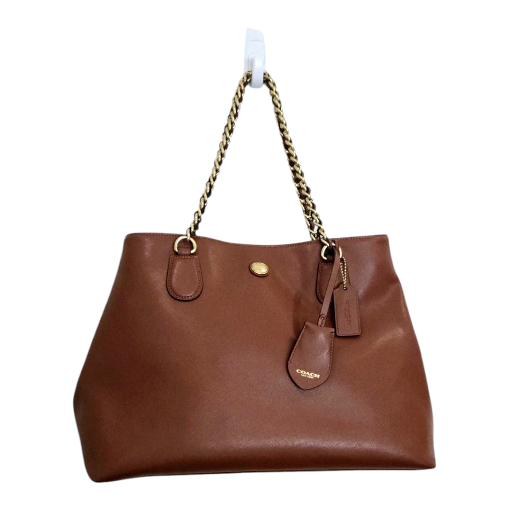 Coach Peyton Brown Saffiano Leather Chain Shoulder Bag